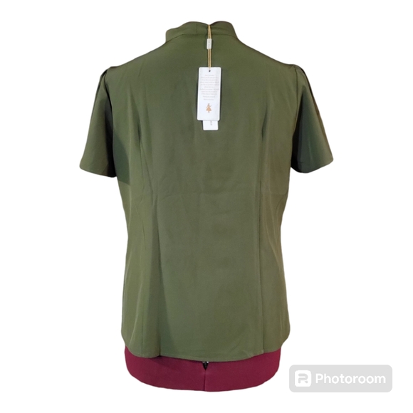 Women's Bell Poque, button-up, NWT, neck bow tie, size L, blouse - Picture 4 of 10